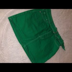 green mini jean skirt 🕸
